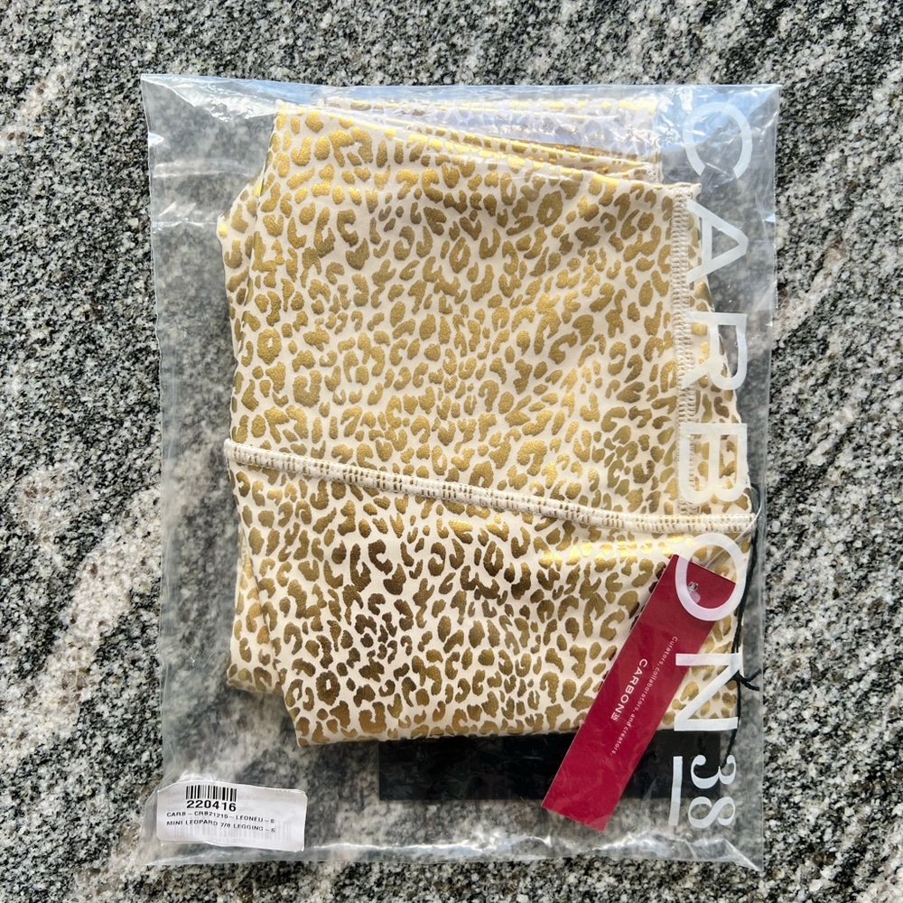 Carbon38 Gold Leopard Print Leggings